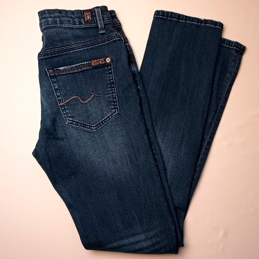 7 For All Mankind Girls Paxtyn Distressed Slim Skinny Jeans 14 Dark Wash Blue